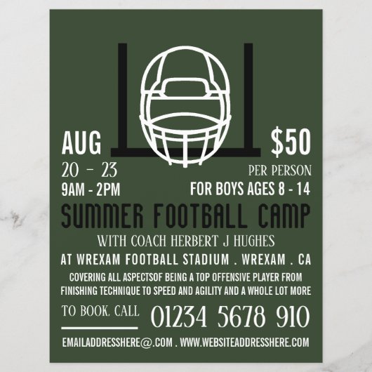 Football Helm & Goal, Football Camp Adverteren Flyer (Voorkant)