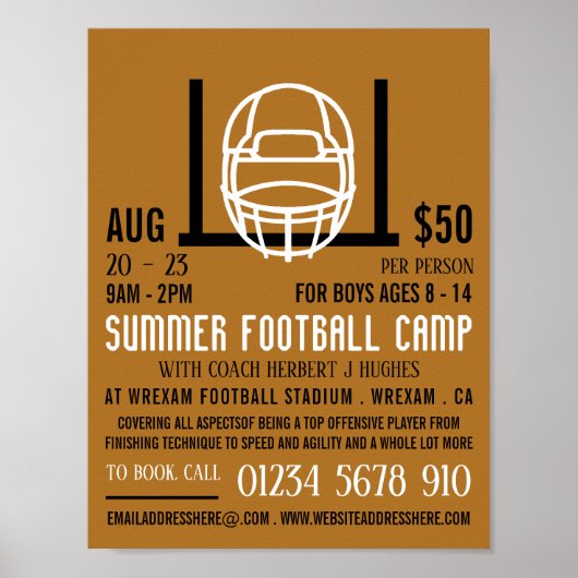 Football Helm & Goal, Football Camp Adverteren Poster (Voorkant)