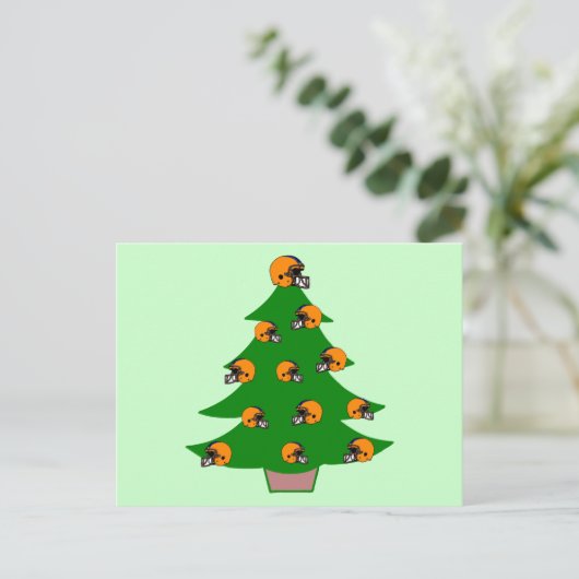 Football Helm Kerstboom Feestdagenkaart (Staand voorkant)