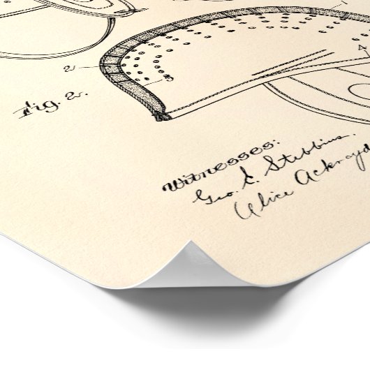 Football Helmet 1913 Patent Art Old Peper Poster (Hoek)