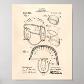 Football Helmet 1913 Patent Art Old Peper Poster (Voorkant)