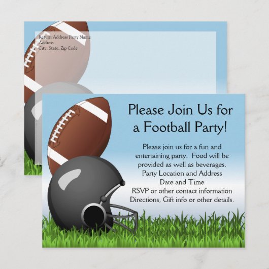 Football Helmet/Ball Uitnodiging Briefkaart (Voorkant / Achterkant)