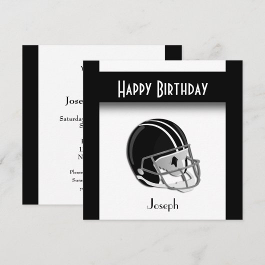 Football Helmet Birthday Party Invitation Kaart (Voorkant / Achterkant)