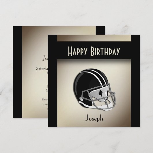 Football Helmet Birthday Party Invitation Kaart (Voorkant / Achterkant)