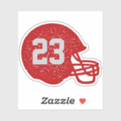 Football helmet gepersonaliseerd nummer rood grijs sticker (Vel)