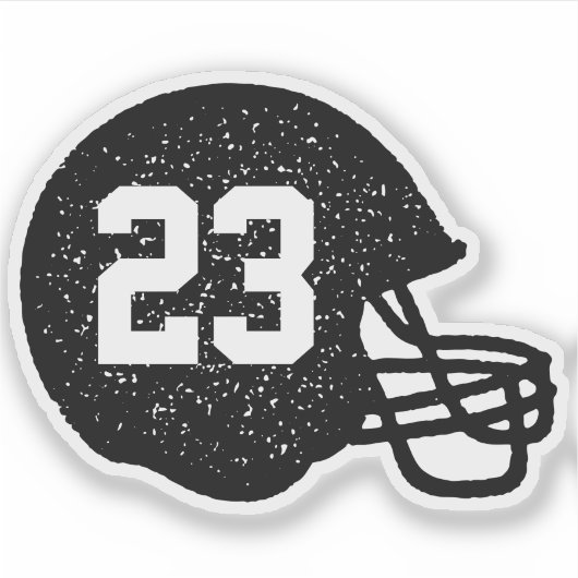 Football helmet gepersonaliseerd nummer zwart wit sticker (Voorkant)