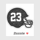 Football helmet gepersonaliseerd nummer zwart wit sticker (Vel)