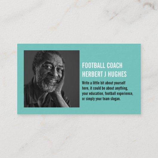 Football Helmet & Goal, Football Coach-foto Visitekaartje (Achterkant)