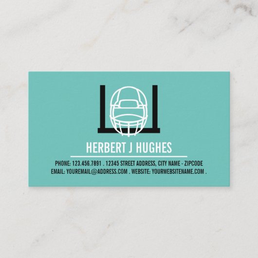 Football Helmet & Goal, Football Coach-foto Visitekaartje (Voorkant)