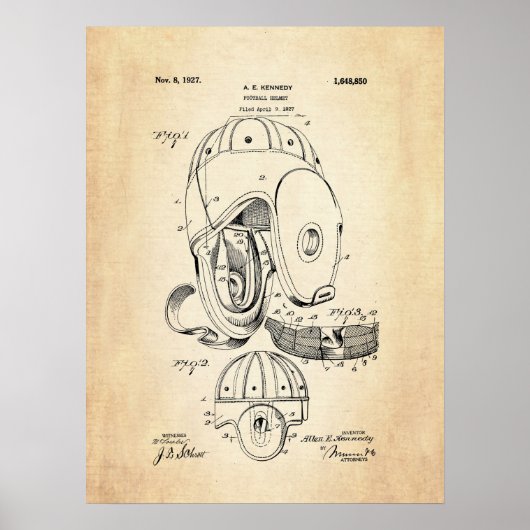 Football Helmet Patent Print Poster (Voorkant)