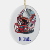 Football Helmet Pop Art Motivational Name Keramisch Ornament (Rechts)