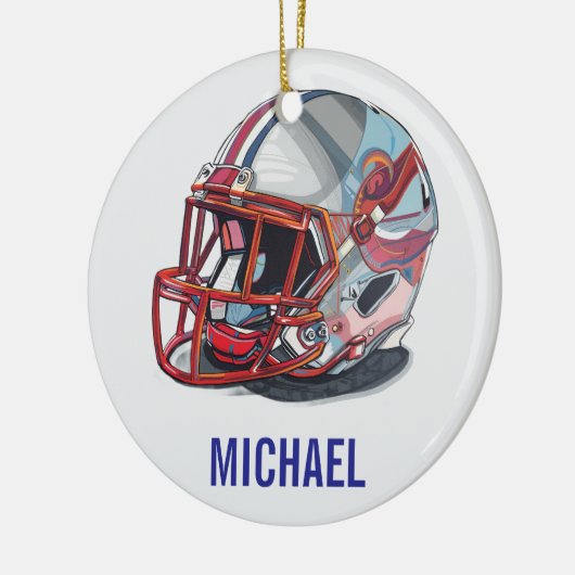 Football Helmet Pop Art Motivational Name Keramisch Ornament (Links)