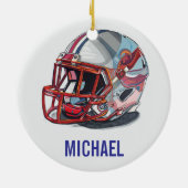 Football Helmet Pop Art Motivational Name Keramisch Ornament (Achterkant)