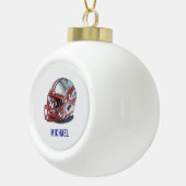 Football Helmet Pop Art Motivational Name Keramische Bal Ornament (Rechts)