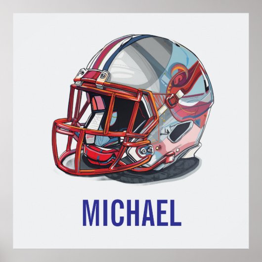 Football Helmet Pop Art Motivational Name Poster (Voorkant)