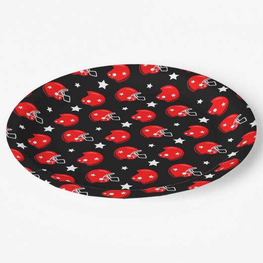 Football Helmet Sports Red Black Patroon Papieren Bordje (Gekanteld)