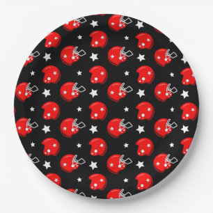 Football Helmet Sports Red Black Patroon Papieren Bordje