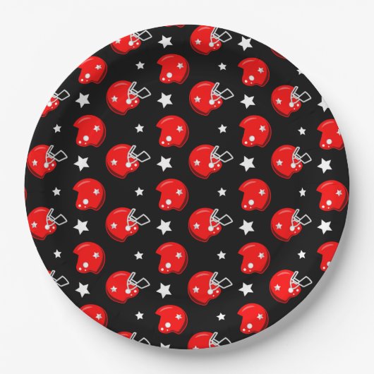 Football Helmet Sports Red Black Patroon Papieren Bordje (Voorkant)