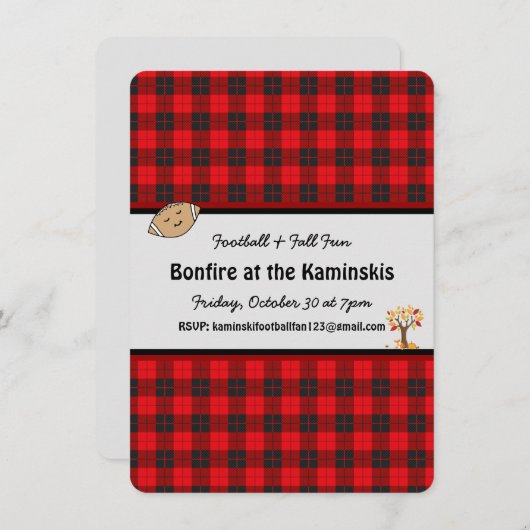 Football Herfst Fun Bonfire  Uitnodiging (Voorkant / Achterkant)