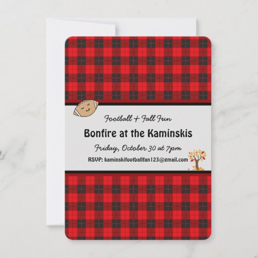 Football Herfst Fun Bonfire Uitnodiging (Voorkant)