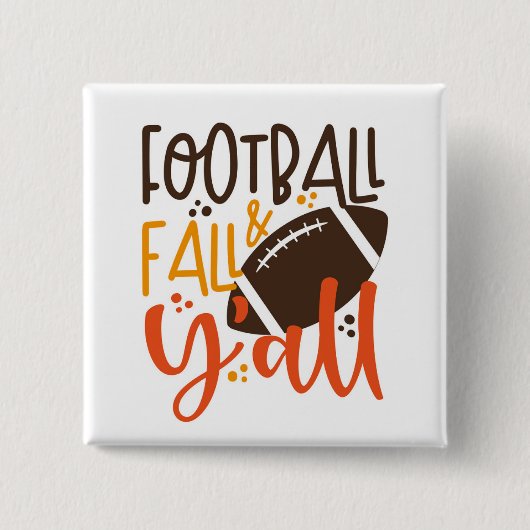 Football Herfst & Y'all Vierkante Button 5,1 Cm (Voorkant)