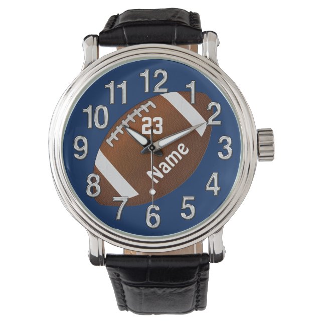 Football horloge met Jouw naam, AANTAL en KLEUREN (Voorkant)