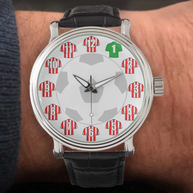 Football Horloge - met rode stripte Shirten (Creator heeft geüpload)