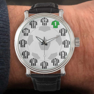 Football Horloge - met zwarte en witte gestreept S