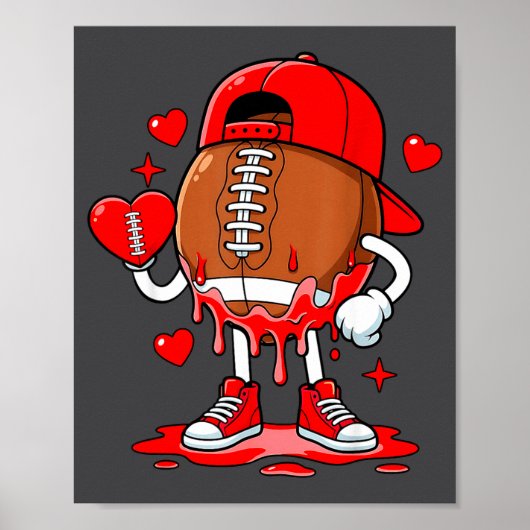 Football Ice Cream Valentine Dripng Game Day Men B Poster (Voorkant)