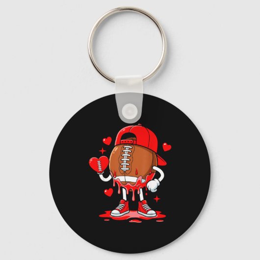 Football Ice Cream Valentine Dripng Game Day Men B Sleutelhanger (Voorkant)