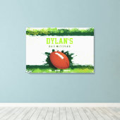 FOOTBALL IN GROENE Bar Mitzvah Teken in Geheugenbo Canvas Afdruk (Insitu (Houten vloer))