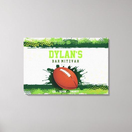 FOOTBALL IN GROENE Bar Mitzvah Teken in Geheugenbo Canvas Afdruk (Voorkant)