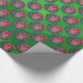 Football in kerstmis: groen cadeaupapier (Hoek)