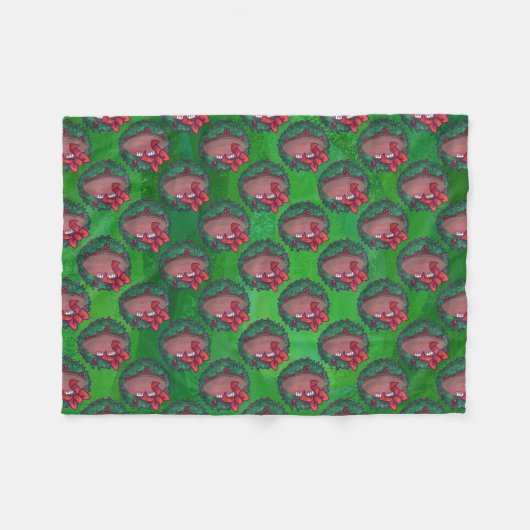 Football in kerstmis: groen fleece deken (Voorkant (Horizontaal))