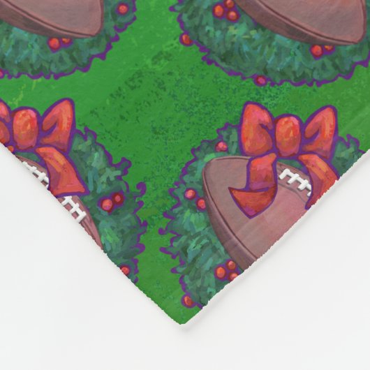 Football in kerstmis: groen fleece deken (Hoek)