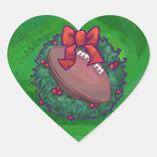 Football in kerstmis: groen hart sticker (Voorkant)