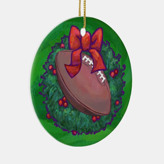 Football in kerstmis: groen keramisch ornament (Rechts)
