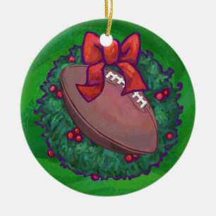 Football in kerstmis: groen keramisch ornament