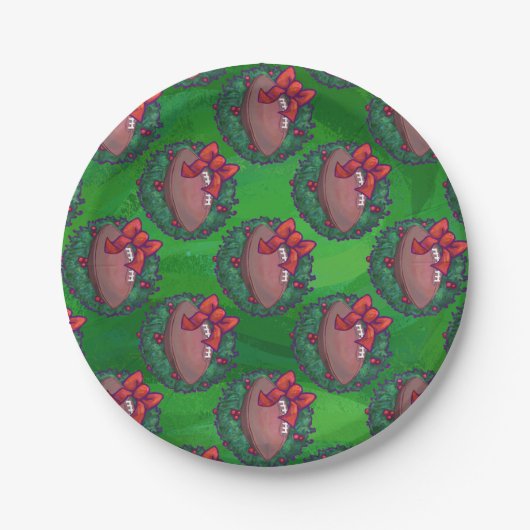 Football in kerstmis: groen papieren bordje (Voorkant)