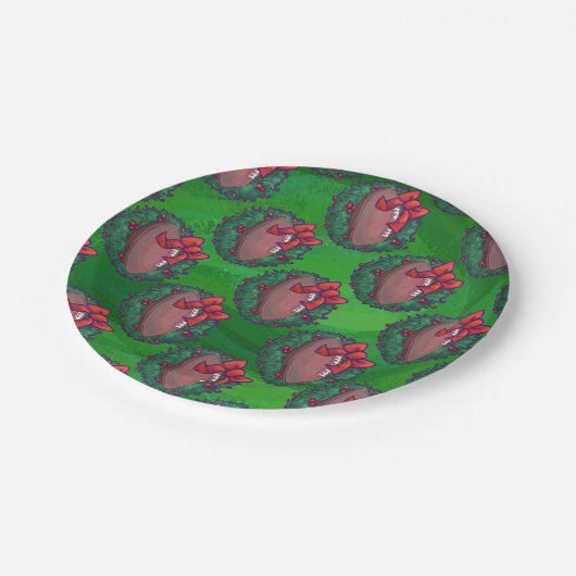 Football in kerstmis: groen papieren bordje (Gekanteld)