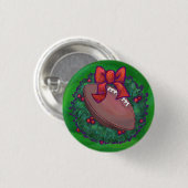 Football in kerstmis: groen ronde button 3,2 cm (Voorkant /achterkant)