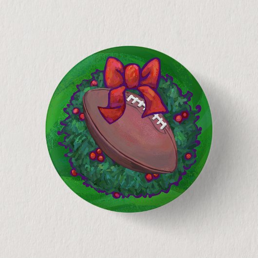 Football in kerstmis: groen ronde button 3,2 cm (Voorkant)