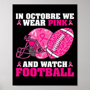 Football In oktober Draag we roze borstkanker Awa Poster