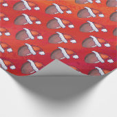 Football in Santa Hat op rood Cadeaupapier (Hoek)