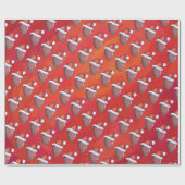 Football in Santa Hat op rood Cadeaupapier (Vlak)