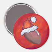 Football in Santa Hat op rood Magneet (Voorkant / Achterkant)