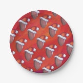 Football in Santa Hat op rood Papieren Bordje (Voorkant)