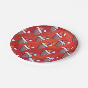 Football in Santa Hat op rood Papieren Bordje