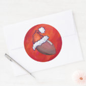 Football in Santa Hat op rood Ronde Sticker (Envelop)