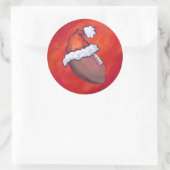 Football in Santa Hat op rood Ronde Sticker (Tas)